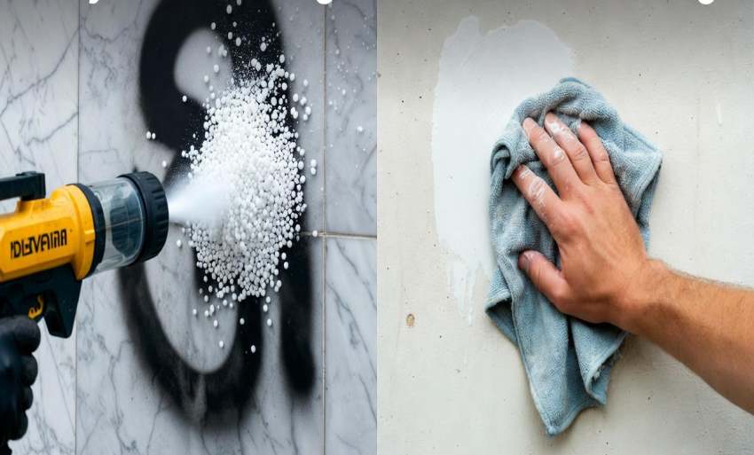 Szárazjeges tisztítás – Kíméletes erő a graffiti eltávolítására.